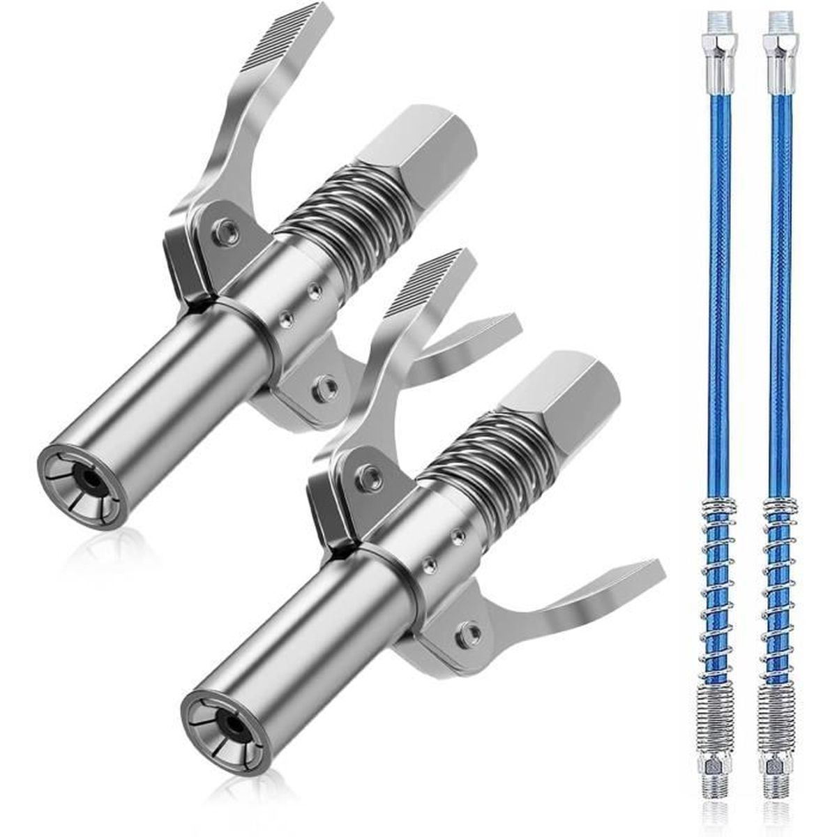 Embout Pompe à Graisse Double Poignée – Lot 2 + 24 Accessoires – Coupleur Rapide Étanché Haute Pression 690 Bars