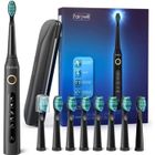 FAIRYWILL Brosse à dents electrique rechargeable sans fil pour adultes Etanche 5 Modes à choisir noir - Brosse à dents électrique Sonic