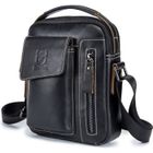 SWAREY Sac Bandoulière Sacoche Homme en Cuir Véritable Loisirs Affaires Sac Porte épaule avec Poignée Porte-documents Sac à main Noir