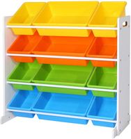 etagere pour jouets enfants meuble de rangement casiers amovibles 4 niveaux cadre blanc