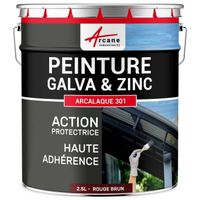 Peinture galva zinc toiture gouttière : Arcalaque 301. - 2.5 L - Rouge Brun