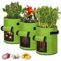 NAIZY 3Pcs 10 Gallon Sac de plantation Tissu Durable Sacs à Plantes avec Poignées pour Pommes de terr Fleurs Plantes Légumes, Vert
