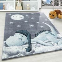 dinosaure nuage tapis à poils courts enfants chambre de bébé tapis gris bleu [160x230 cm, Bleu]