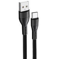 Câble USB-C 3A Nylon Charge Rapide pour Samsung Galaxy A53 A54 A34 A33 A32 4G-5G A52 4G-5G A52s - 1M Noir