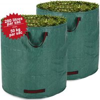 DEUBA - Lot de 2 sacs de jardin 280L charge max. 50kg - Poignées ergonomiques