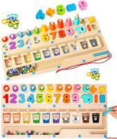 3 en 1 Jouet Labyrinthe Magnetique Enfant, Jeux Montessori en bois, Apprendre couleurs et de chiffres pour enfants de 3-6 ans