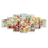 Startonight Grand Format Tableau Impression Sur Toile - Petites et Multicolores Fleurs - Nature  xxl 7 pieces Set 100 x 240 cm