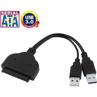 Cable eSATA SATA IDE USB 3.0 vers 22 broches 2,5 pouces Adaptateur disque dur avec câble d'alimentation Longueur: 20cm