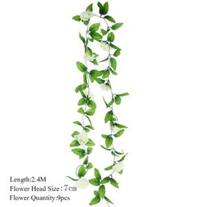 FLEUR ARTIFICIELLE Vigne verte blanche F12 - Guirlande de fleurs artificielles, lierre avec feuilles en soie, fleur de cerisier