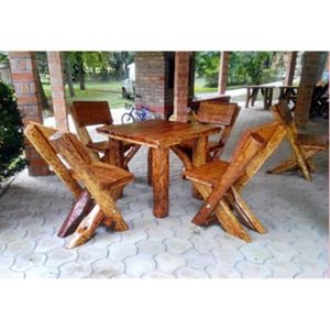 Casa Padrino Garden Furniture Set Rustic Table 4 Chairs Garden Furniture Set Rustic Table