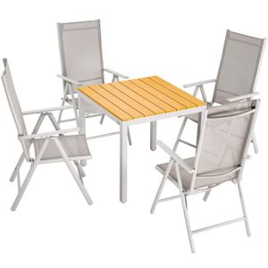 Ensemble table et chaise de jardin Salon de jardin aluminium Bern 4+1 chaise dossier 