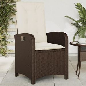 FAUTEUIL JARDIN  MAG Chaise inclinable de jardin avec coussins marron résine tressée 7029686115153