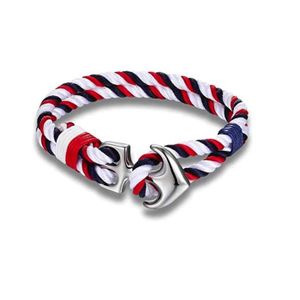 Fait avec du fil ciré et ajustable Porte chance/Brésilien/Simple Bracelet corde/fil bleu foncé marine blanc rouge Couleur Drapeau Royaume Uni Etats Unis Réf.#P9 