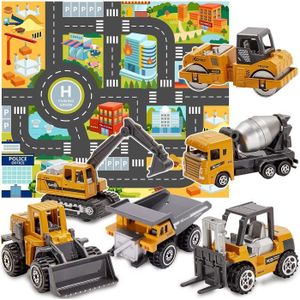 TAPIS PUZZLE Jouet Tracteur Tractopelle Benne Blanc - GYROOR - 