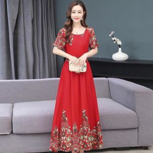 ROBE Robe Femme Mode douce Ample Imprime floral Confortable Classique - Rouge4 CL