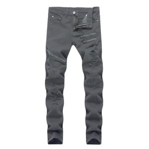 Jean déchiré homme gris clearance