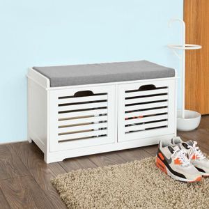 MEUBLE À CHAUSSURES SoBuy FSR23-K-W Banc de Rangement avec coussin et 