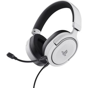CASQUE AVEC MICROPHONE Trust Gaming GXT 498W Forta Casque PS5 / PS4 Durable, Licence Officielle Playstation 5, Casque Gamer Filaire avec Microphone, Blanc