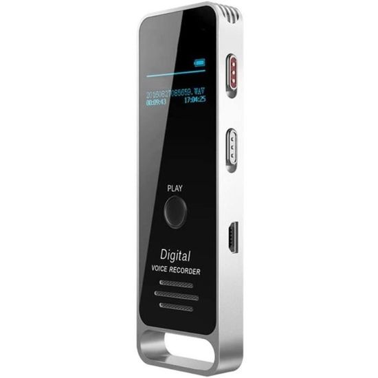 Enregistreur Vocal Mini 3072 Kbps Avec Activation Vocale - Réduction De Bruit, Rechargeable USB, 64 Go, écouteurs Inclus