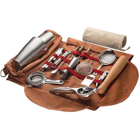 Sac Bar Portable Pour Barman - Taille 45x35 Cm - Toile Résistante, Compartiments Rembourrés - Pour Shakers Et Outils De Mixologie - Voyage, Fêtes, événements