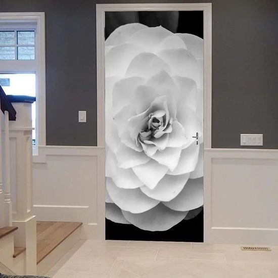 Autocollant Porte 3D Jardin Japonais 77x200 Cm - Vinyle PVC Imperméable, Déco Trompe-l'œil