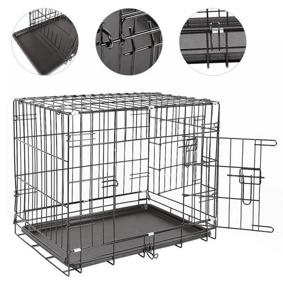 Cage de transport S Pliable 42x36x41 cm Caisse Chien Chat Box Boite Voiture