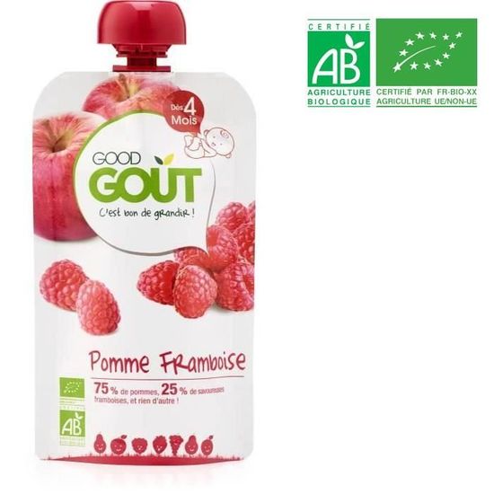 Good Goût Gourde Compote de Fruits Pomme Framboise +4m Bio 120g
