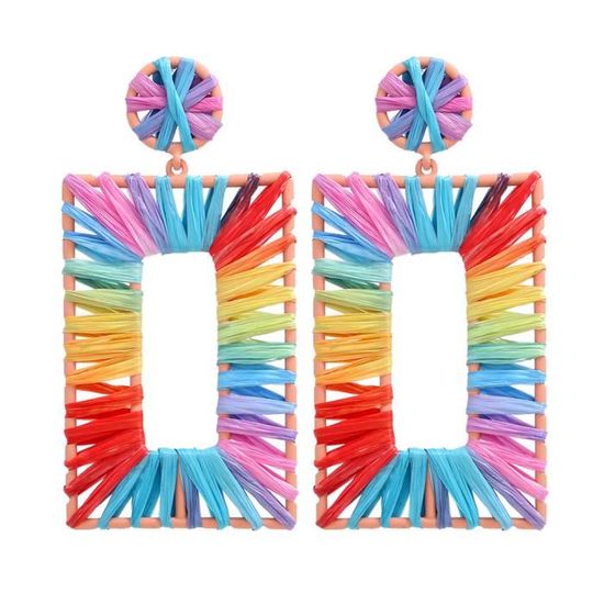 Boucles D'Oreilles Rectangulaires En Acrylique[J1357] - Achat / Vente