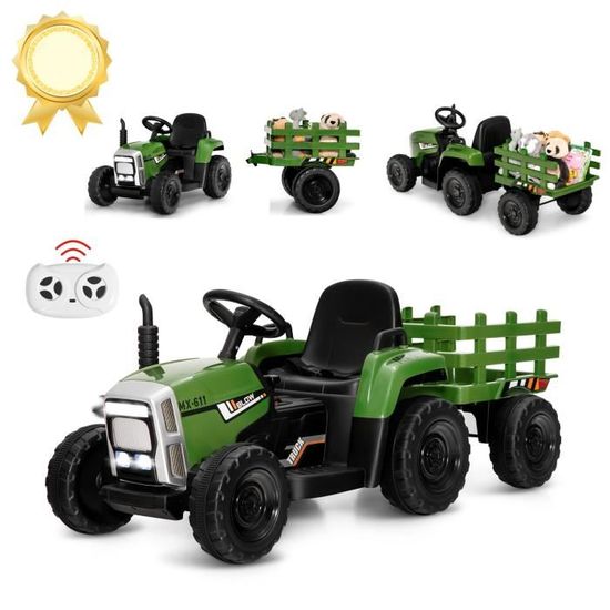 Tracteur Électrique pour Enfants - GOPLUS - avec Remorque - 12V7Ah Charge  30KG - Télécommande 2,4G - Vert - Cdiscount Jeux - Jouets