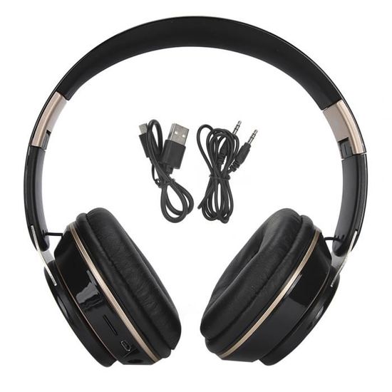 Casque Bluetooth, Casque Stéréo Hi-Fi Pliable Sans Fil Avec Microphone, Casque D'Ordinateur