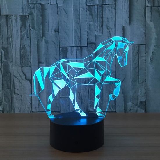 Acrylique 3D Stéréo Vision Lampe Cheval Intérieur Décoratif Lampe 7 Changement de Couleur À Distance Tactile Commutateur Chambre