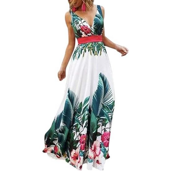 Robe été Femme En Lin Coton ORANDESIGNE - Longueur Mi-mollet, Col V, Poches, Style Boho Ample
