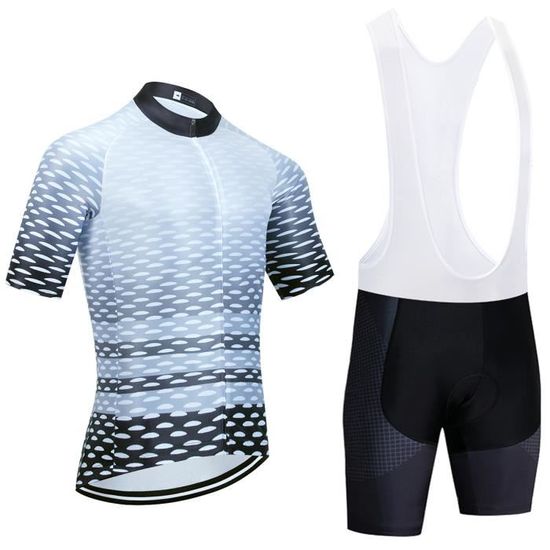 Ensemble Vélo Homme - Maillot Manches Courtes + Short Rembourré - Taille S à 5XL, Couleur Blanche