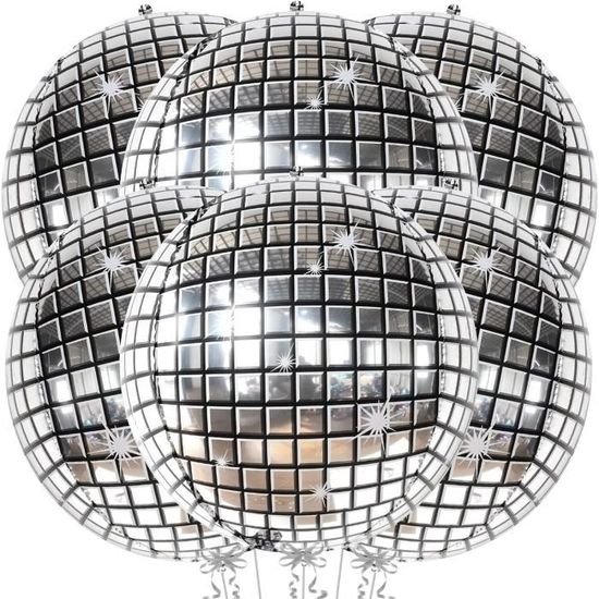 Lot de 8 boules disco argentées à effet miroir, faciles à
