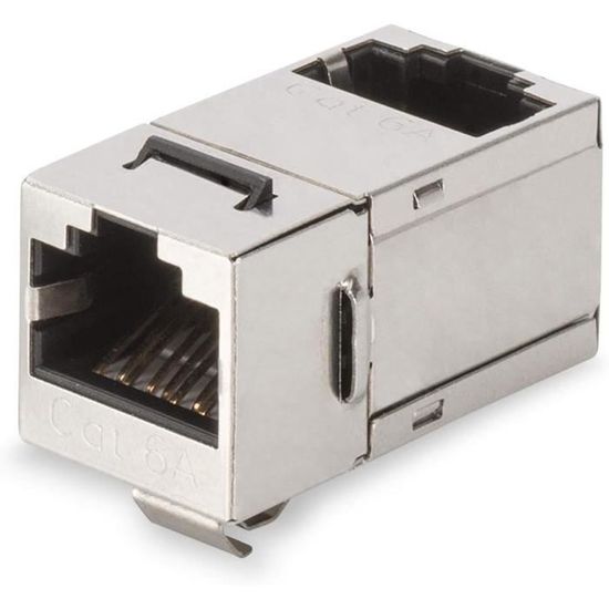 Keystone Coupleur Cat-6A Blindé - 2X Rj45 Femelle - Coudé - 500 Mhz