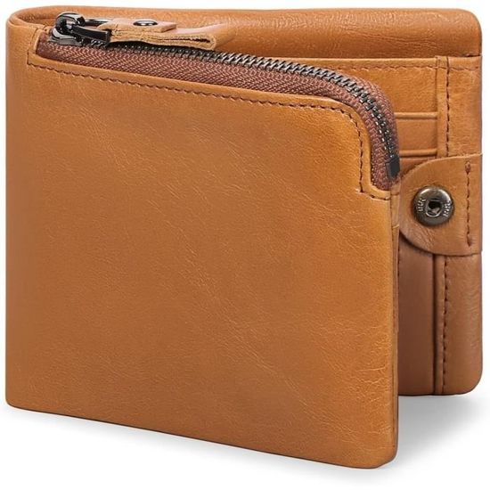 Portefeuille AirTag – Portefeuille à Deux Volets En Cuir Véritable Avec Blocage RFID Pour Homme Avec Support Airtag 1 Fenetre Didentite 13 Porte Cartes Coffret Cadeau Fi