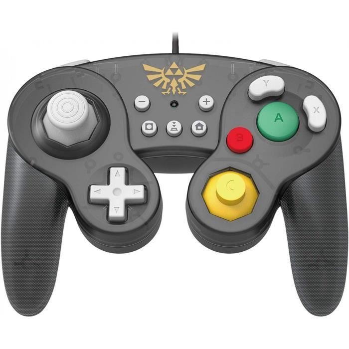 Hori Battle Pad Manette Filaire Type GameCube Super Smash Bros Pour Nintendo Switch - Design Zelda - Licence Officielle Nintendo