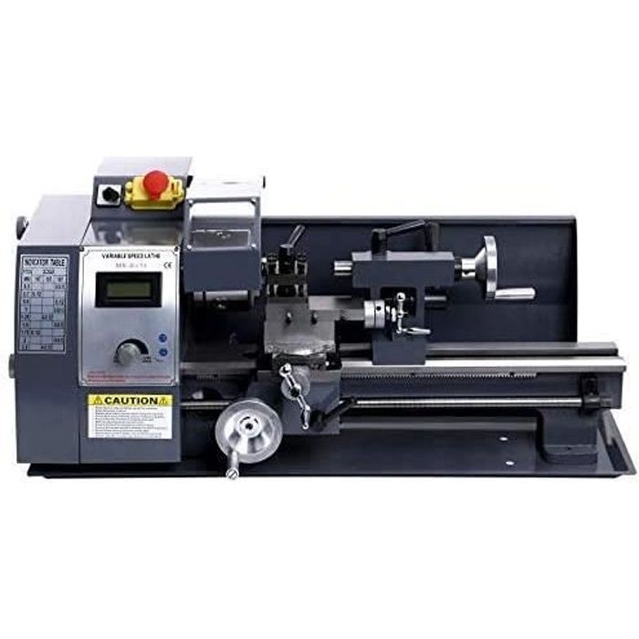 750W Tour à Métaux, 8x16- Tour Électronique, Tour de Haute Précision pour Traitement Métaux de Vitesse Variable avec Banc Rotatif