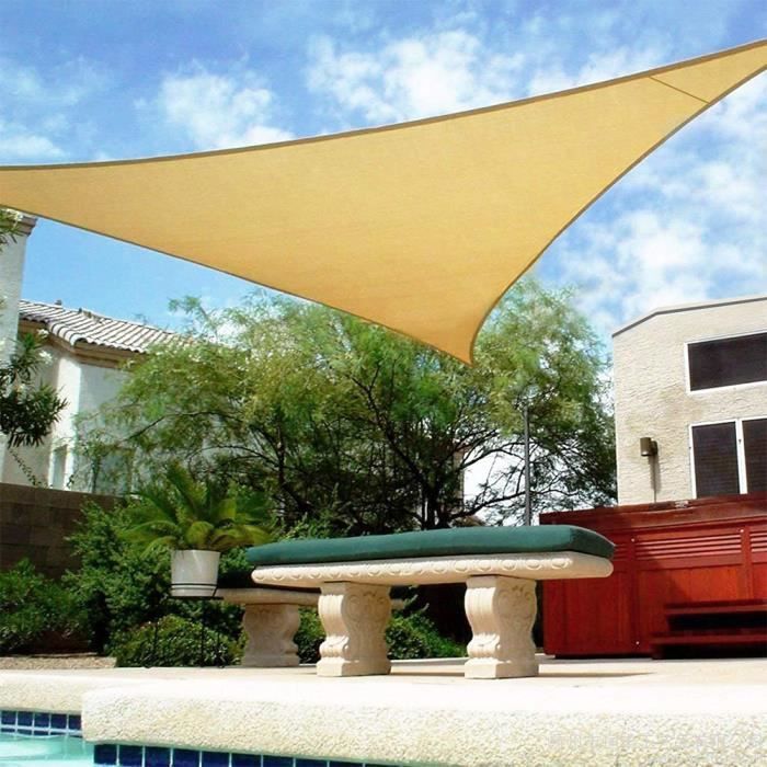 YIDS Voile d’ombrage Triangulaire en HDPE,protection contre le soleil avec protection UV pour jardin-terrasse, 3X3X3M, Beige