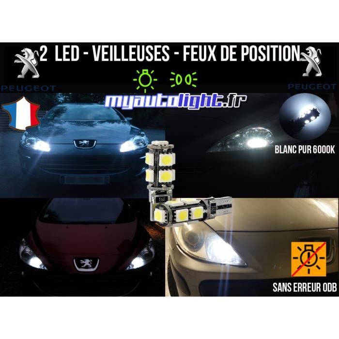 Ampoules Feux de position LED - Peugeot 206- W5W blanc Xénon