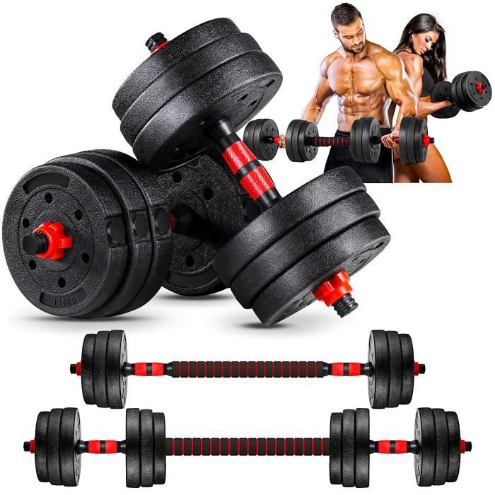 Lot d’haltères 20kg musculation réglables – poids musculation
