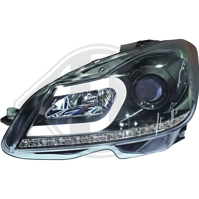 1672885 , Paire de Feux Phares Daylight LED noir pour MERCEDES Classe C W204 de 2011 a 2014