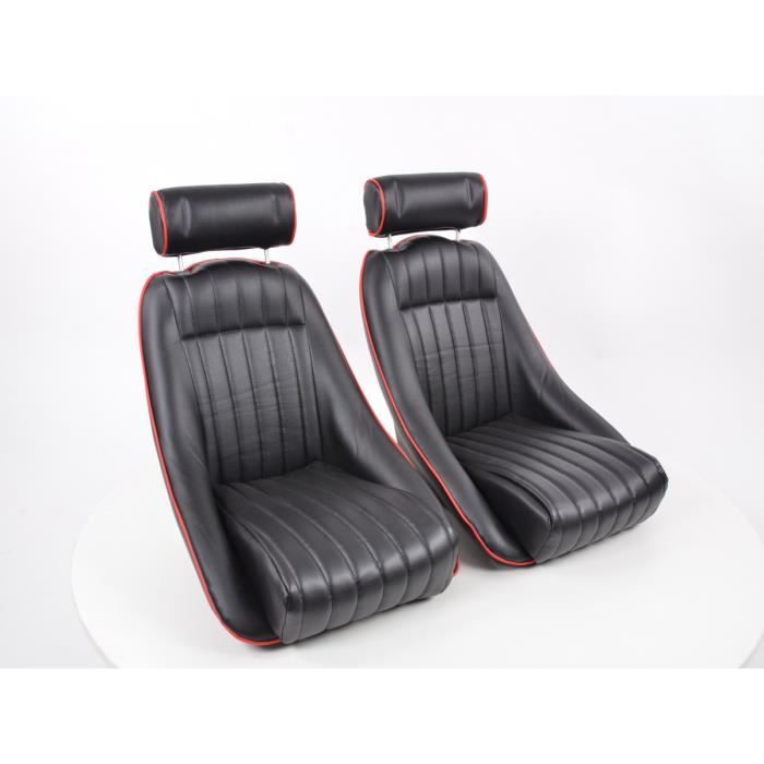 Siege baquet Set Classic 2 similicuir noir avec repose-tete