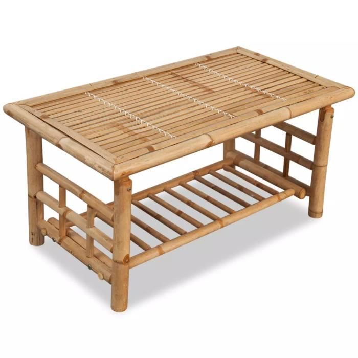 Table Basse de Salon Design Table de Salon Scandinave contemporain Bambou 90 x 50 x 45 cm