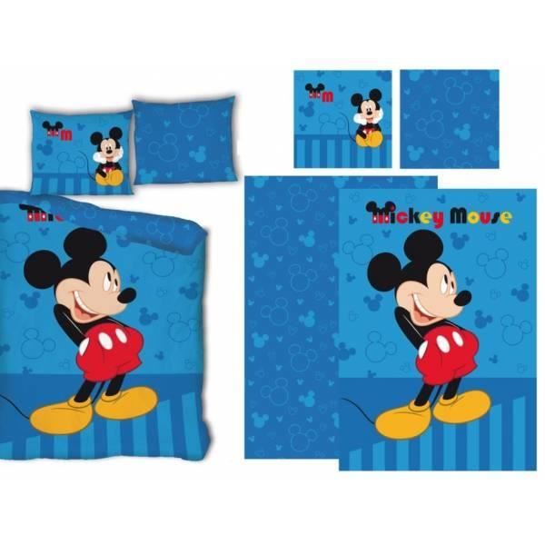 MICKEY DISNEY-HOUSSE DE COUETTE-PARURE DE LIT 140X200 CM + 1 TAIE 63X63 CM+ 1 TAP BALL GARCON EN CADEAU.