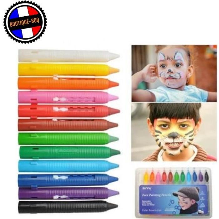 Kit De Maquillage 12 Couleurs - Crayons Visage Déguisement Fête Enfant Adulte