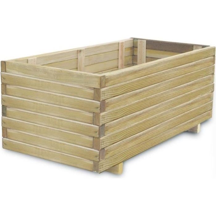 Jardinière Bac à Fleurs Rectangulaire en Bois FSC 100*50*40 cm