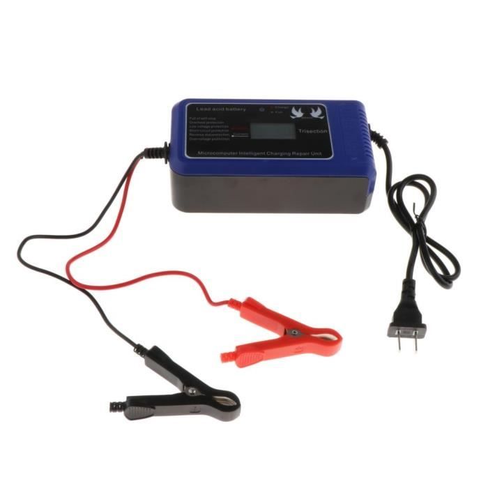 Chargeur de batterie au Lithium pour voiture et moto, 12V, 10a, écran LCD, noir, prise américaine