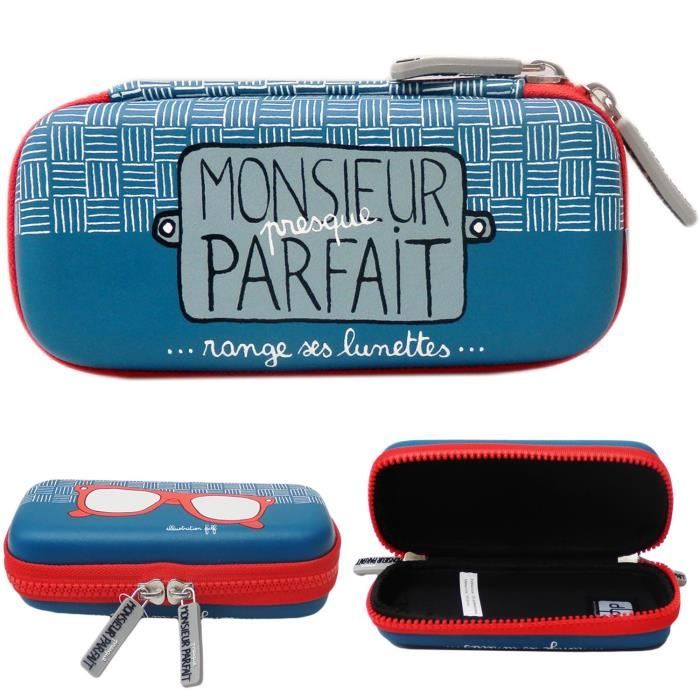 Etui À Lunettes MONSIEUR Bleu - Boitier de Rangement Soleil Vue Idée Cadeau Original Humoristique Homme Garçon DLP Derrière La Porte