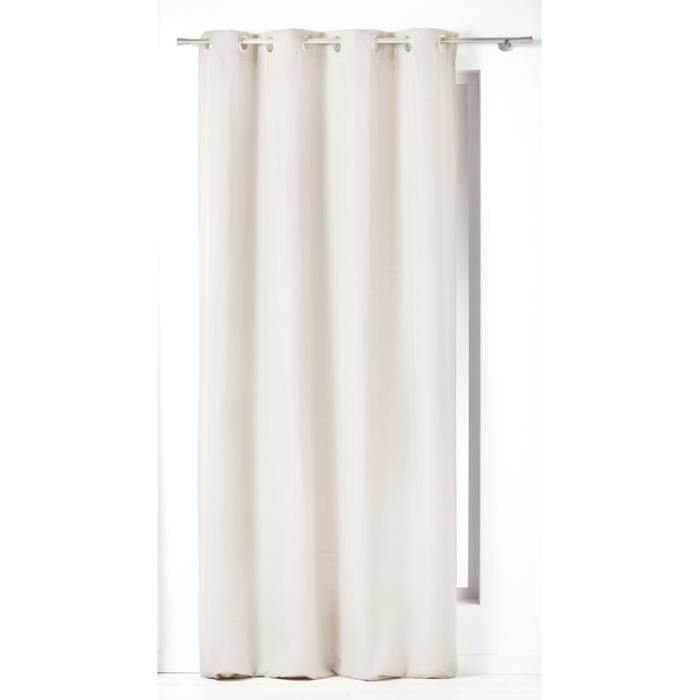 Rideau oeillets 240cm 100% coton PANAMA UNI BLANC